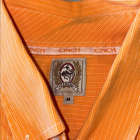 Cinch Mens Medium Tangerine Orange Western Long Sleeve Button Down Shirt - Picture 2 of 7